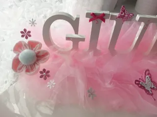 Decorazione nome GIULIA rosa e bianca