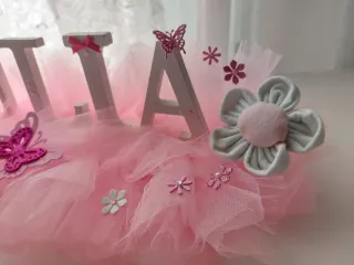 Decorazione nome GIULIA rosa e bianca