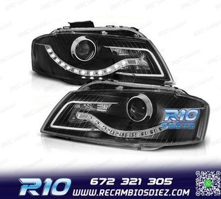 FAROS AUDI A3 8P LUZ DIURNA LED FONDO NEGRO