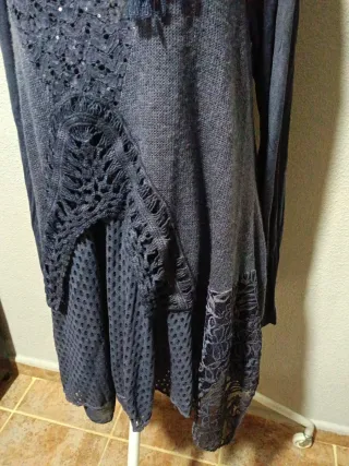 Vestido azul con bufanda, 3 piezas