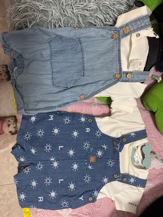 Peto vaquero y camiseta 2-4 meses