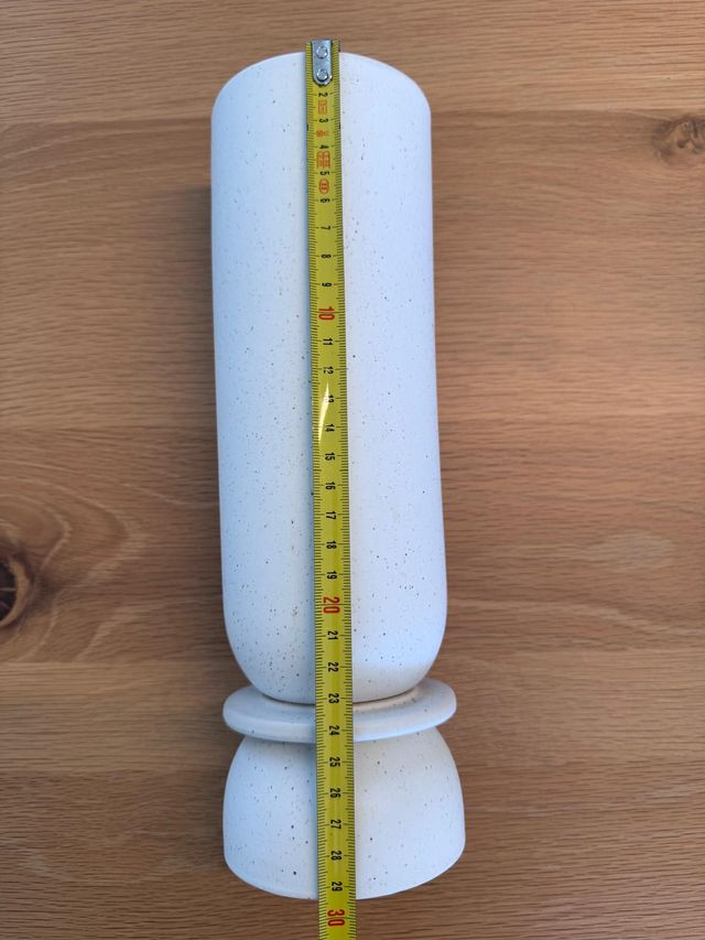 Jarrón cerámica blanco moteado 30 cm - Nuevo