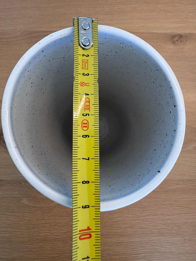 Jarrón cerámica blanco moteado 30 cm - Nuevo