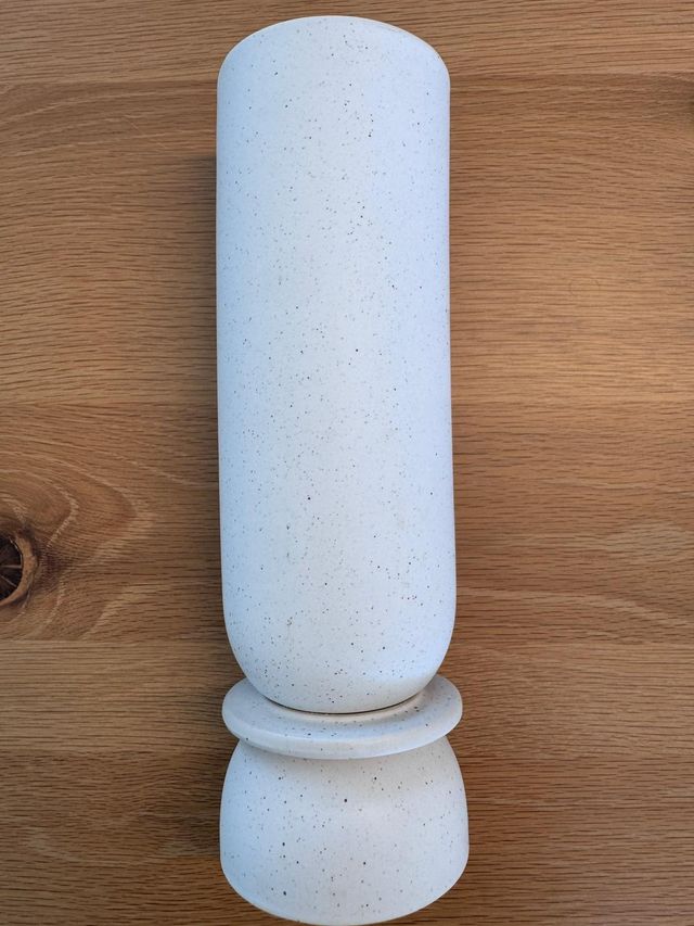 Jarrón cerámica blanco moteado 30 cm - Nuevo