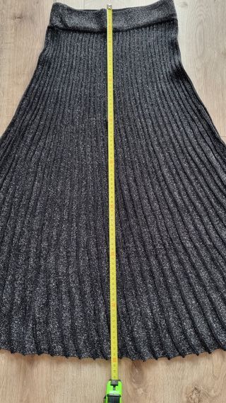 Gonna a pieghe Benetton M cotone nero/argento