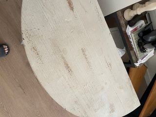 Consola de madera decapada gris y blanca