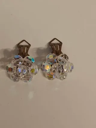 Orecchini clip cristalli Boemia fiori vintage