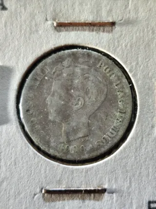 Moneda de plata 50 centímos de España 1900