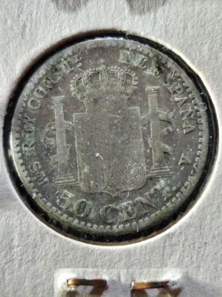 Moneda de plata 50 centímos de España 1900