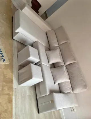 Sofá Chaiselongue Beige Tela
