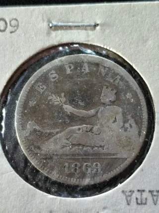 Moneda de Plata 1869 España 2 peseta