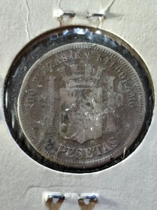 Moneda de Plata 1869 España 2 peseta