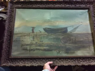 Cuadro antiguo paisaje marino