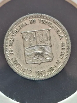 Moneda de Plata Bolívar 25 centímos de 1960
