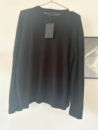 Jersey Mango Algodón y Lana Negro