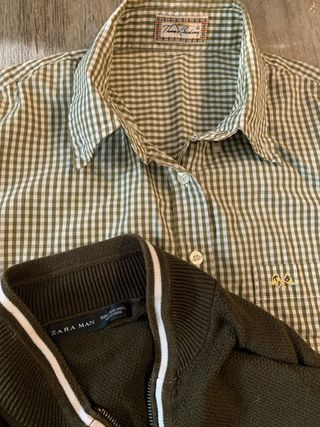 Conjunto T.M. Thomas Burberry y Zara verde oliva