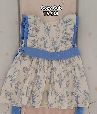 Vestido floral azul 6-9 meses