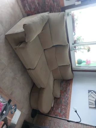 Sofá chaise longue 3 plazas beige