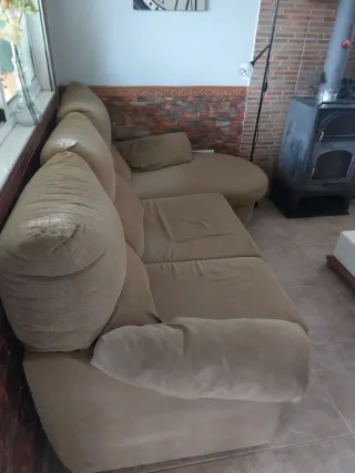 Sofá chaise longue 3 plazas beige