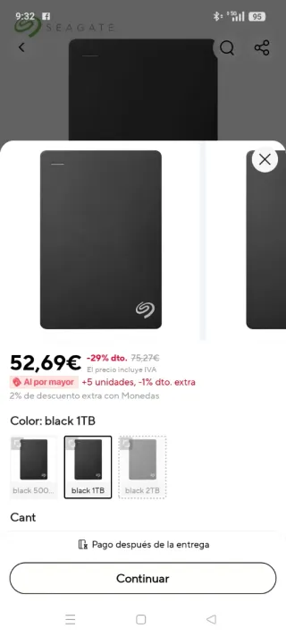 Disco Duro Externo Seagate 1TB USB 3.0