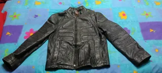 Giubbotto Hugo Boss Pelle Motociclista Nero