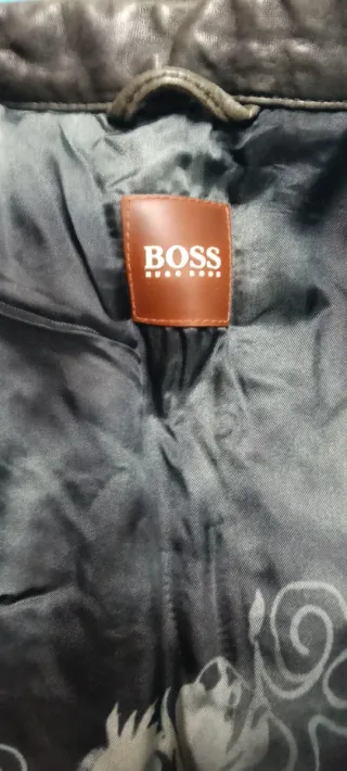 Giubbotto Hugo Boss Pelle Motociclista Nero