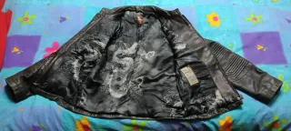 Giubbotto Hugo Boss Pelle Motociclista Nero