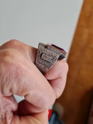 Anel Gabriela Styliano Prata Ouro Ametista