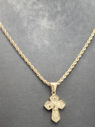 Colgante Cruz Chapado Oro Acero Quirúrgico