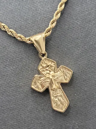 Colgante Cruz Chapado Oro Acero Quirúrgico