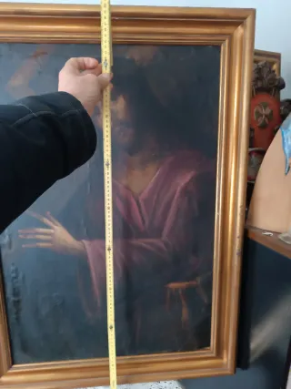 Cuadro Antiguo Jesús con Cruz Enmarcado