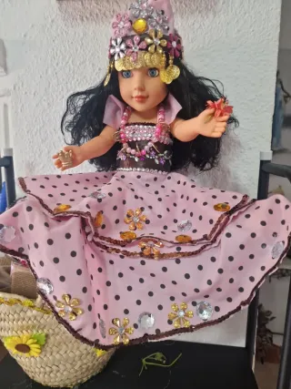 Muñeca gitana vestida con traje regional#oshun