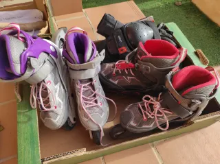 Patines en línea Oxelo talla 32-35 y protecciones