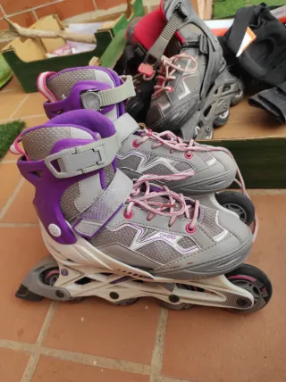 Patines en línea Oxelo talla 32-35 y protecciones