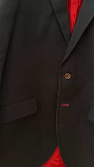 Americana El Ganso azul forro rojo