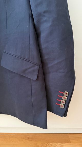 Americana El Ganso azul forro rojo