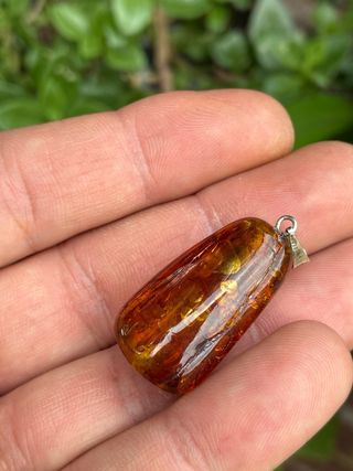 Colgante Ámbar Natural Plata