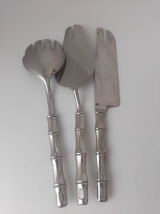 Cubiertos servir plata bambú