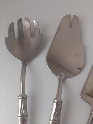 Cubiertos servir plata bambú