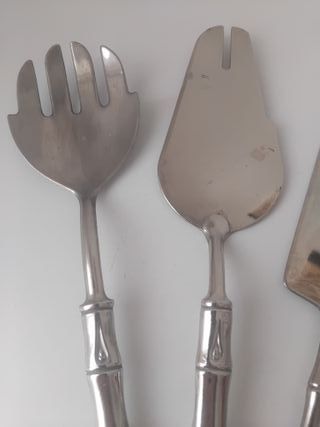 Cubiertos servir plata bambú
