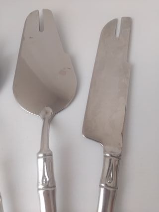 Cubiertos servir plata bambú