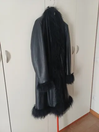 Cappotto in vera pelle nero donna