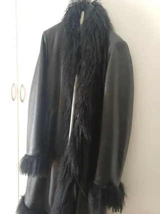 Cappotto in vera pelle nero donna