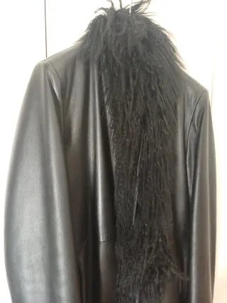 Cappotto in vera pelle nero donna
