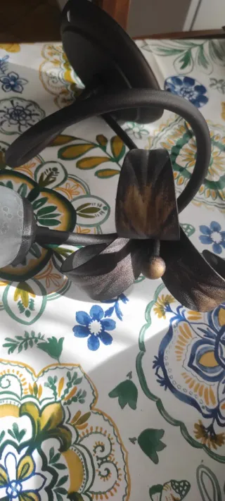 Applique plafoniera fiore metallo e vetro