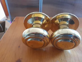 Pomo doble puerta principal latón