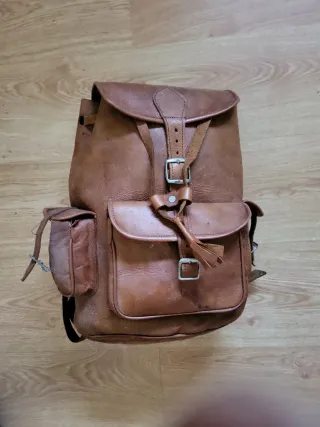 Mochila Cuero Vacuno Auténtico Marrón