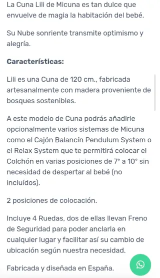 Cuna Micuna Lili 120x60 Blanca y colchón nuevo