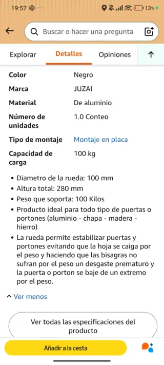 Ruedas (x2) giratorias con resorte para puerta.