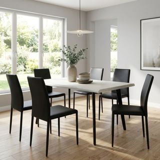 Tavolo Pranzo 160x90cm Piano Bianco Effetto Legno